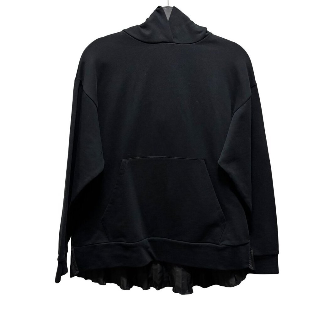 Zara Womens Black Pleated Back Hoodie Sweatshirt With Kangaroo Pocket Size M